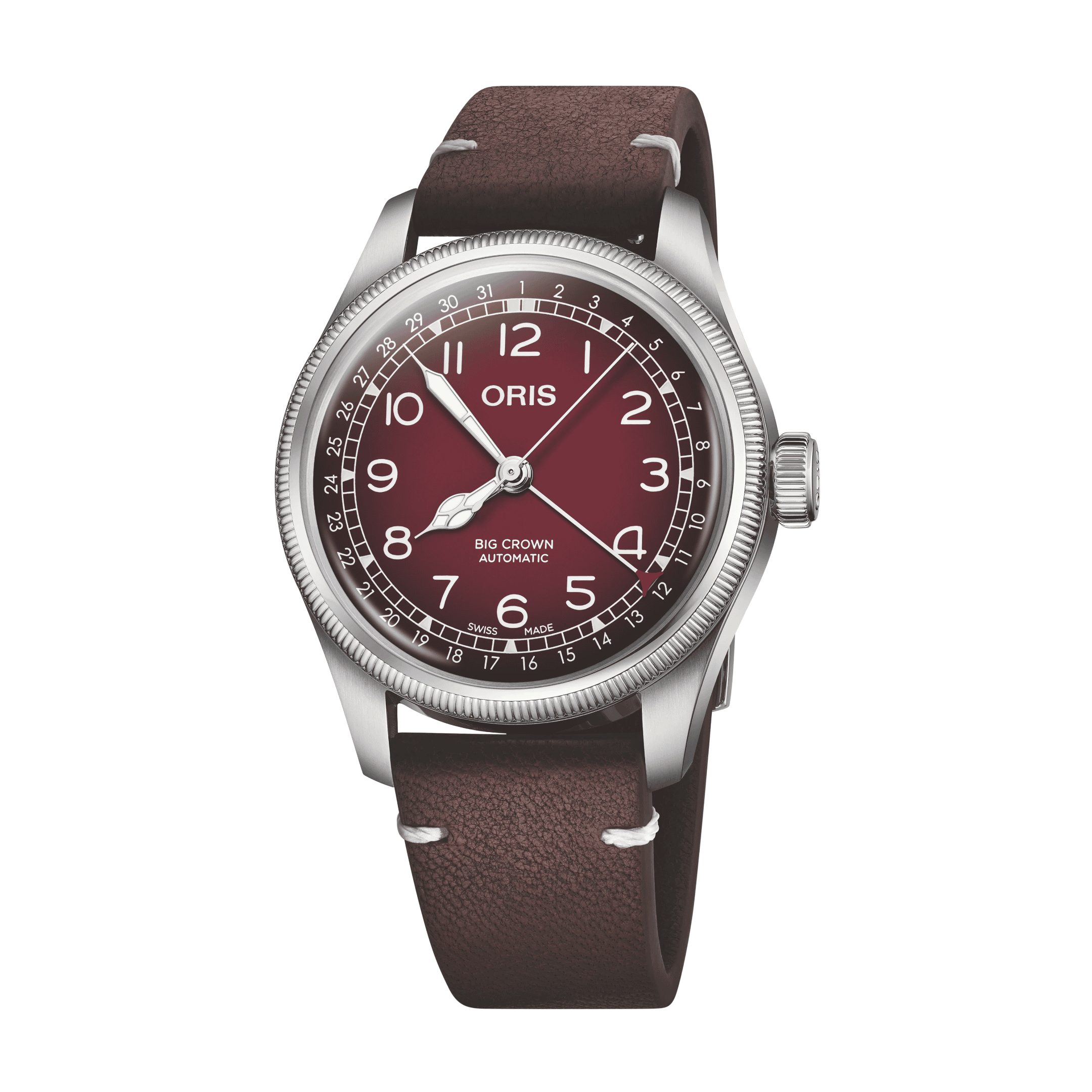Big Crown x Cervo Volante Pointer Date Burgandy Dial in Stainless Steel - Image 2