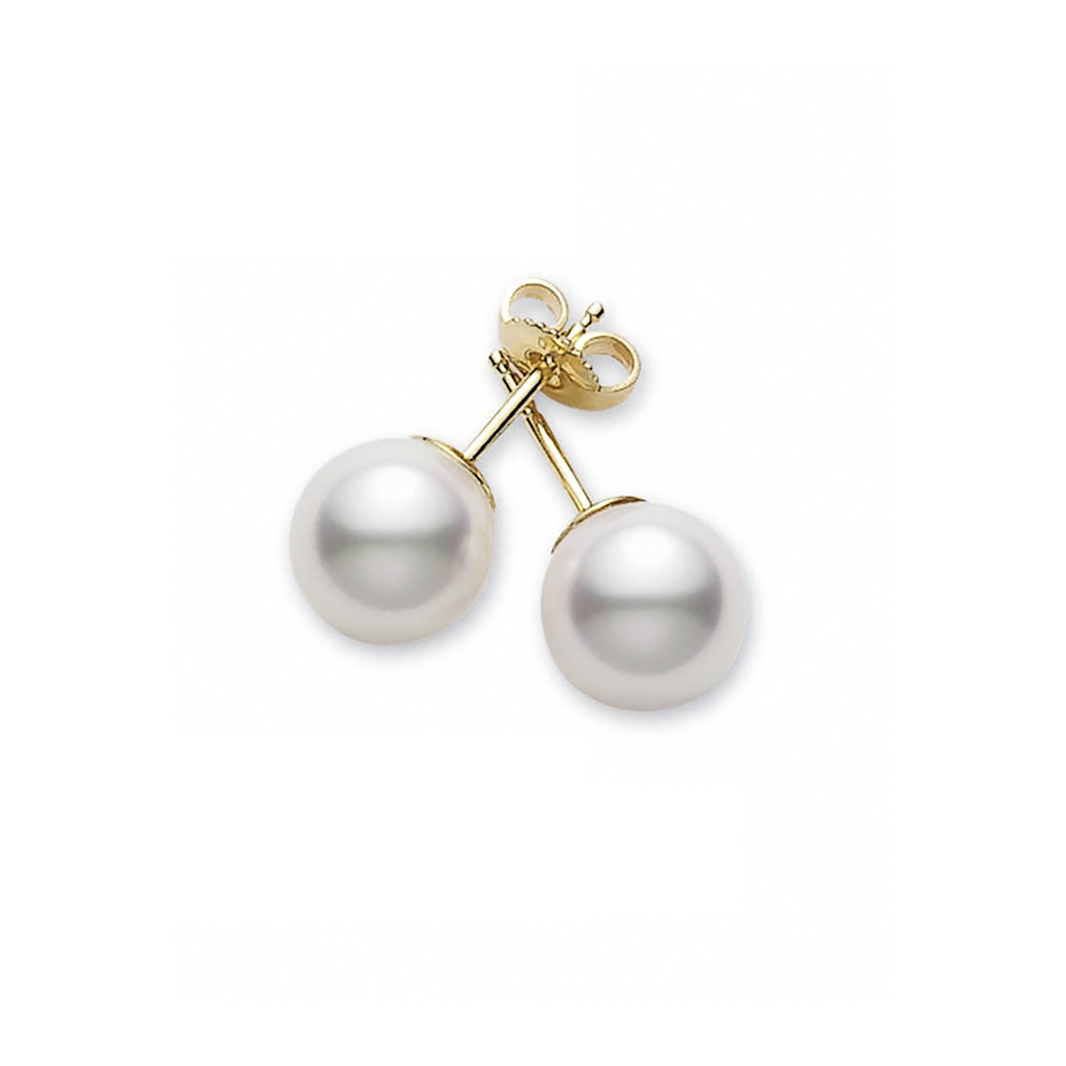 Akoya Cultured A Pearl Stud Earrings in Yellow Gold â 7x7.5mm - Image 2